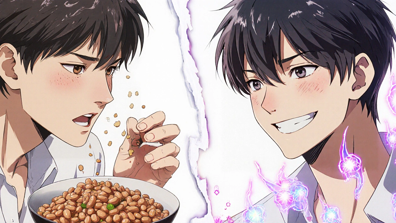 Contrast between crumbling OTC enzymes and effective prescription enzymes working in the digestive tract.