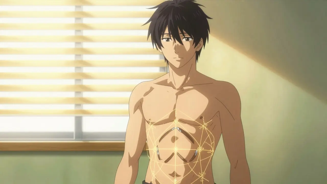 Man visualizing grid pattern for safe injection rotation.